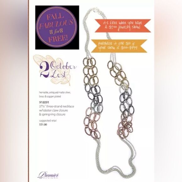 NEW Premier Designs October Zest Mixed Metals Necklace - Picture 6 of 6